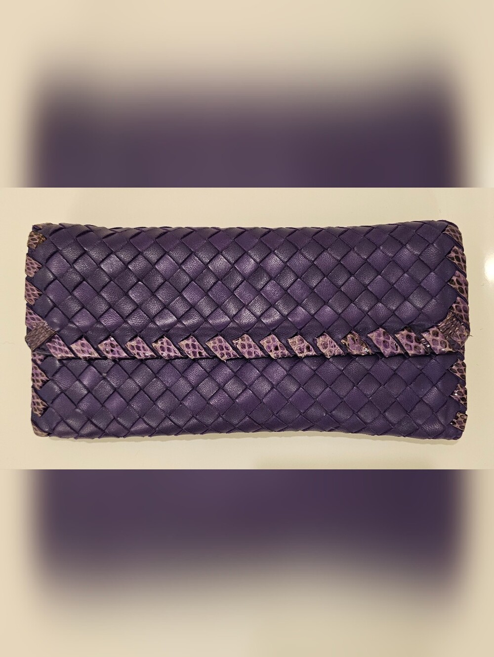 BOTTEGA VENETA Wallet with Snake Skin Trim